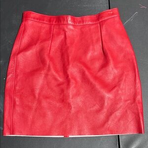 American Apparel Red Leather Midi Skirt